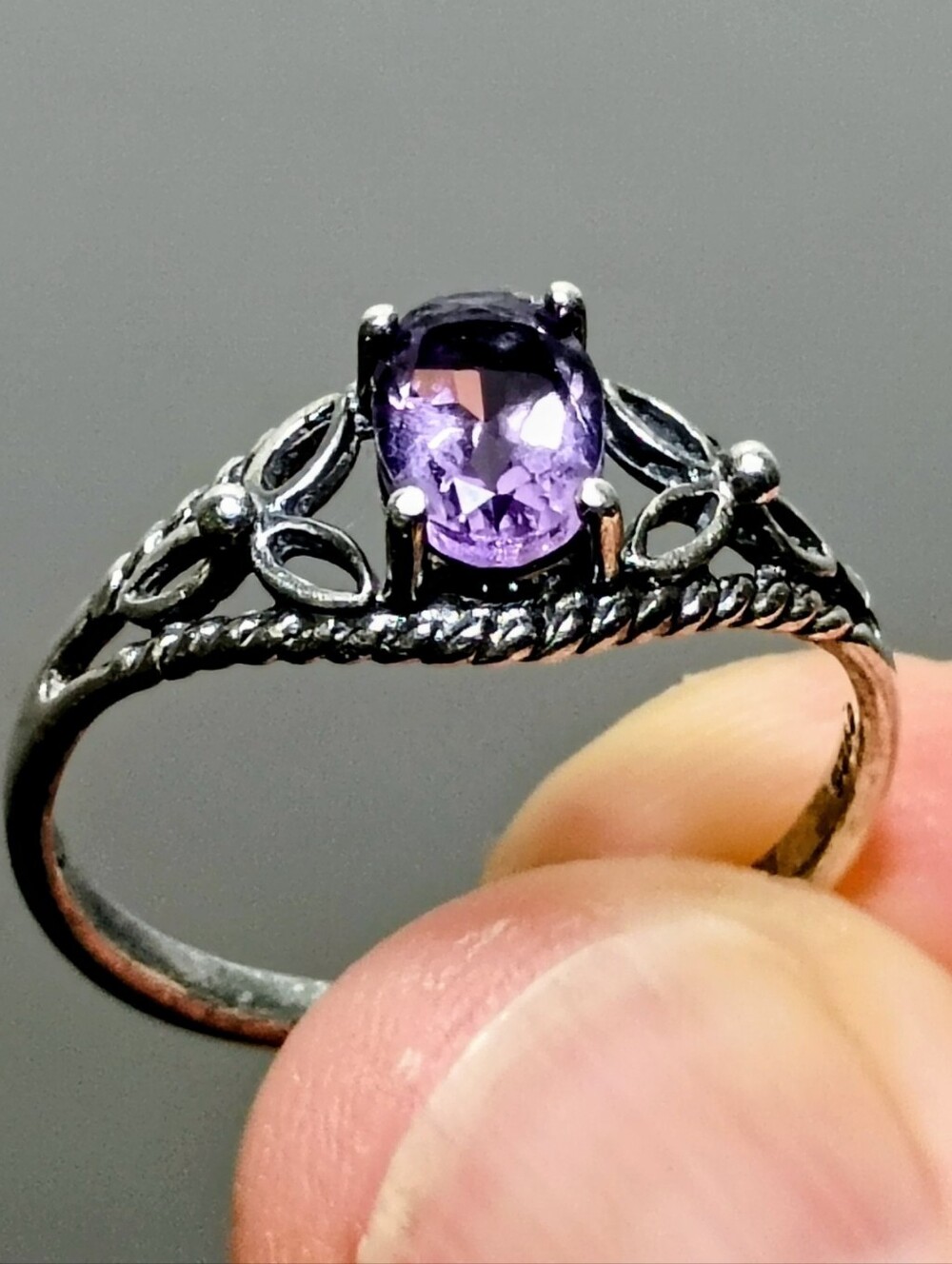 Sterling Silver 925 Amethyst Ring Vintage Purple Oval Size 7 February Birthday